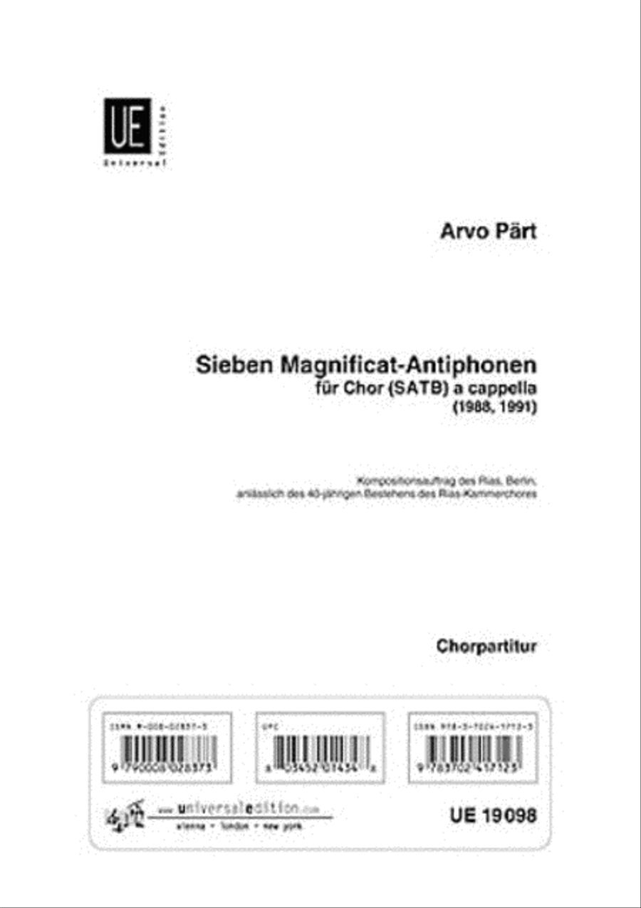 Seven Magnificat-Antiphonen 4-Part scores gallery preview page 1