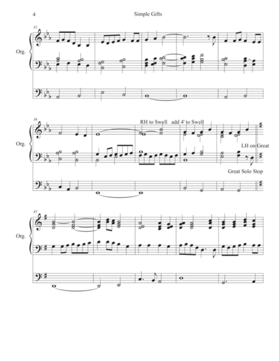 Simple Gifts Advanced organ Solo Organ Solo scores gallery preview page 4