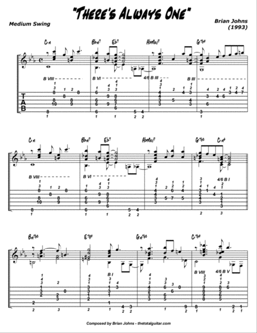 There's Always One - Composed for Solo Fingerstyle or Jazz Guitar Electric Guitar scores gallery preview page 2