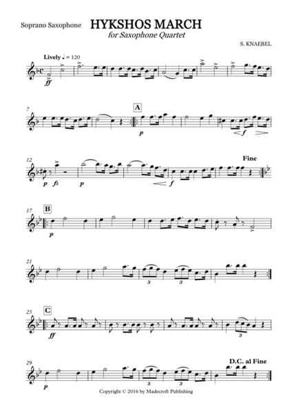 Hykshos March for Saxophone Quartet (SATB) image number null
