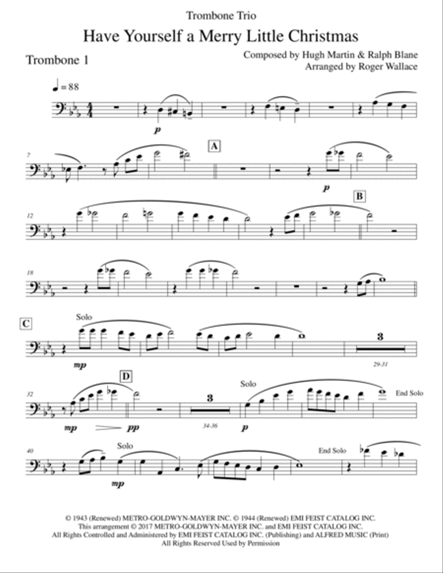 Have Yourself A Merry Little Christmas Trombone Trio scores gallery preview page 5