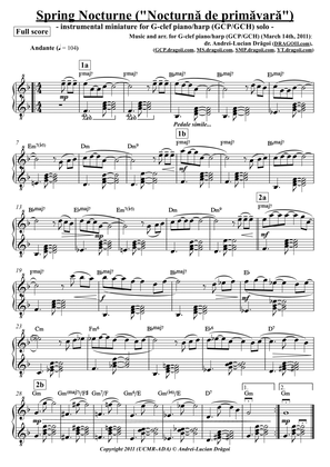 Book cover for Spring Nocturne ("Nocturnă de primăvară") - arr. for G-clef piano/harp (GCP/GCH) (from my Piano a