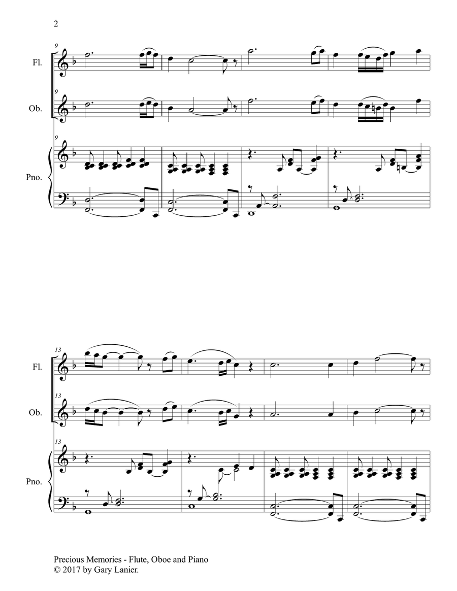 Precious Memories (Trio - Flute, Oboe & Piano with Score/Part) Woodwind Duet scores gallery preview page 3