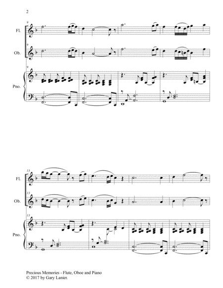 Precious Memories (Trio - Flute, Oboe & Piano with Score/Part) image number null