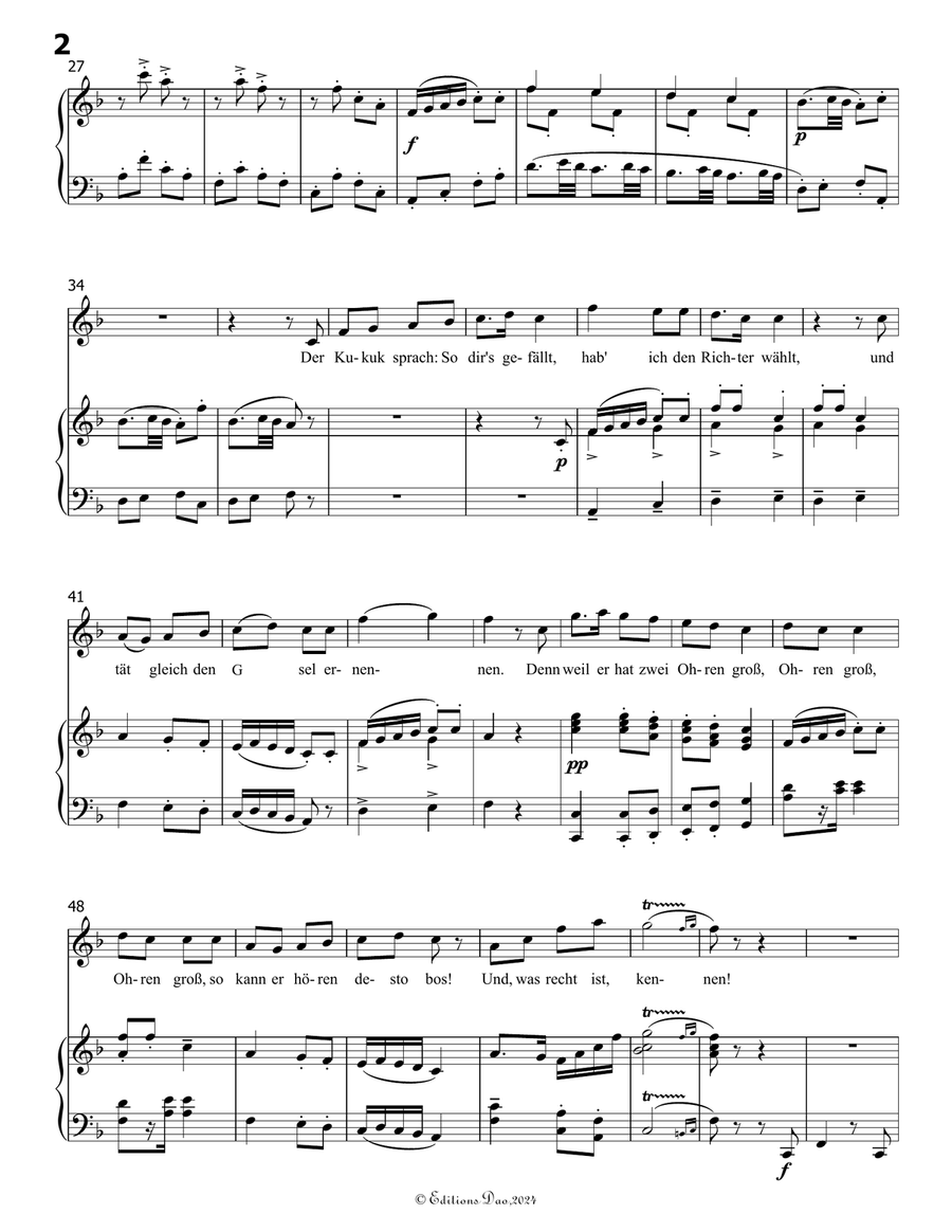 Lob des hohen Verstandes, by Mahler, in F Major Piano, Vocal scores gallery preview page 4