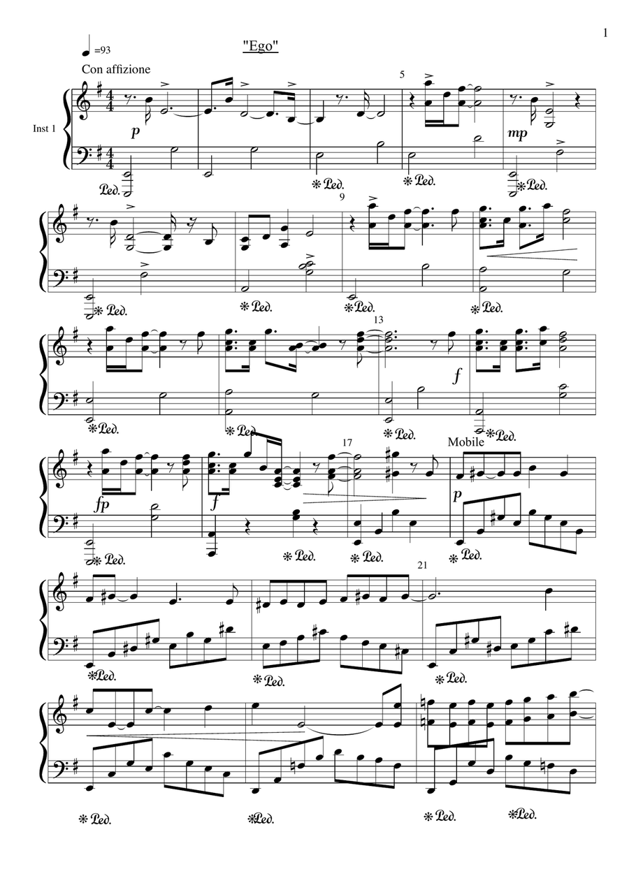 Ego Piano Solo scores gallery preview page 1