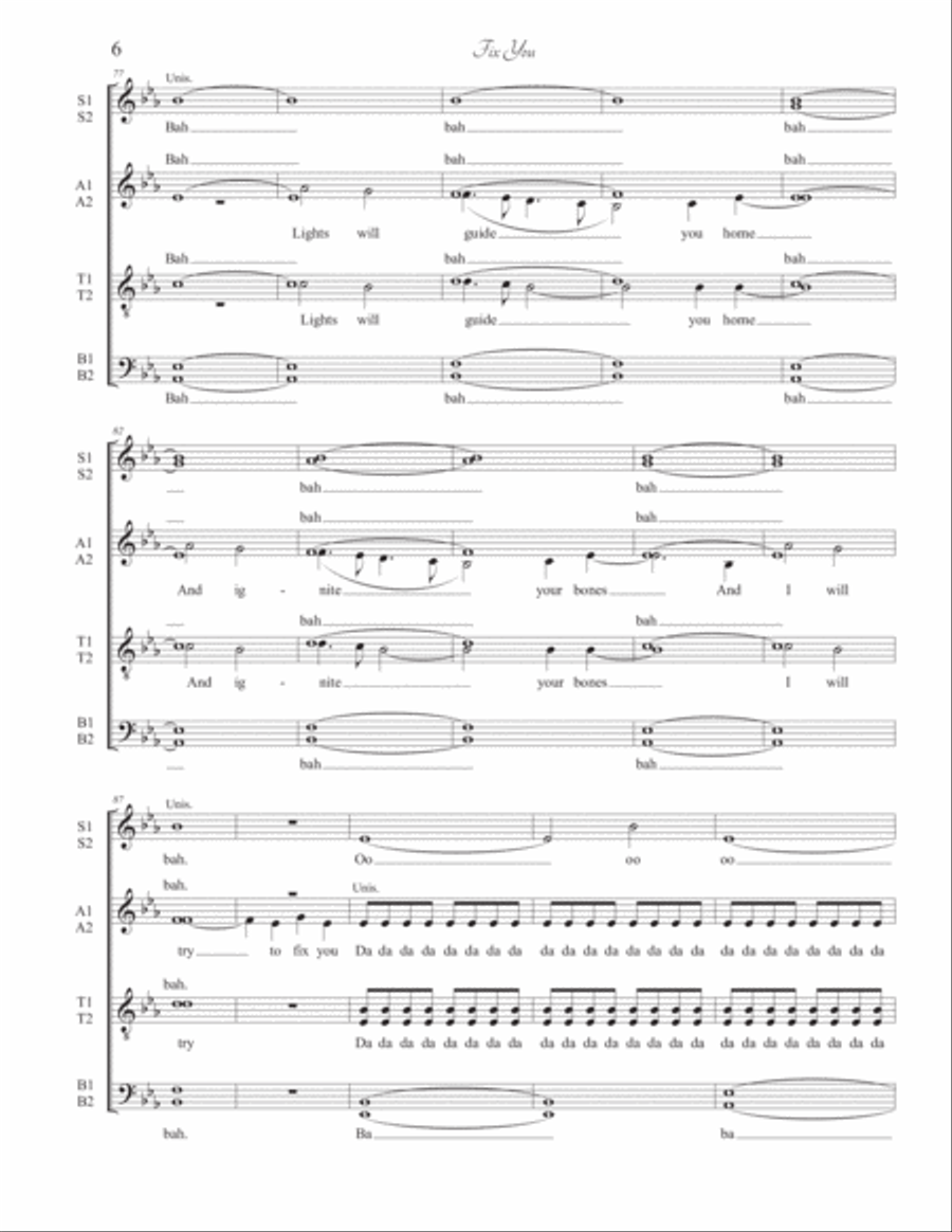 Fix You 4-Part scores gallery preview page 6