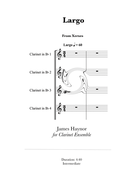 Largo from Xerxes for Clarinet Ensemble image number null