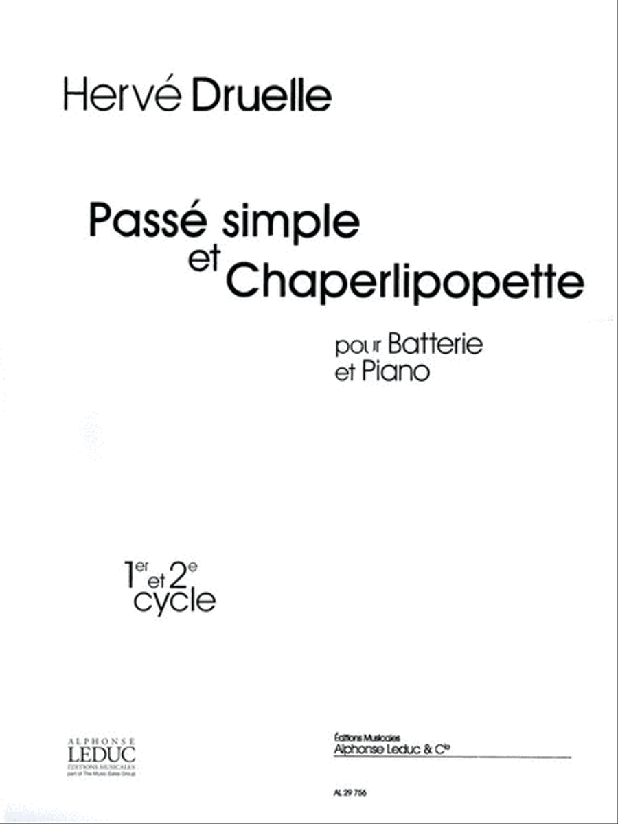 Passe Simple Et Chaperlipopette Pour Batterie Et Piano Piano scores gallery preview page 1