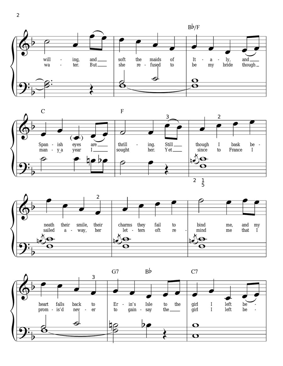 Girl I Left Behind Me Girl I Left Behind Me Easy Piano scores gallery preview page 2