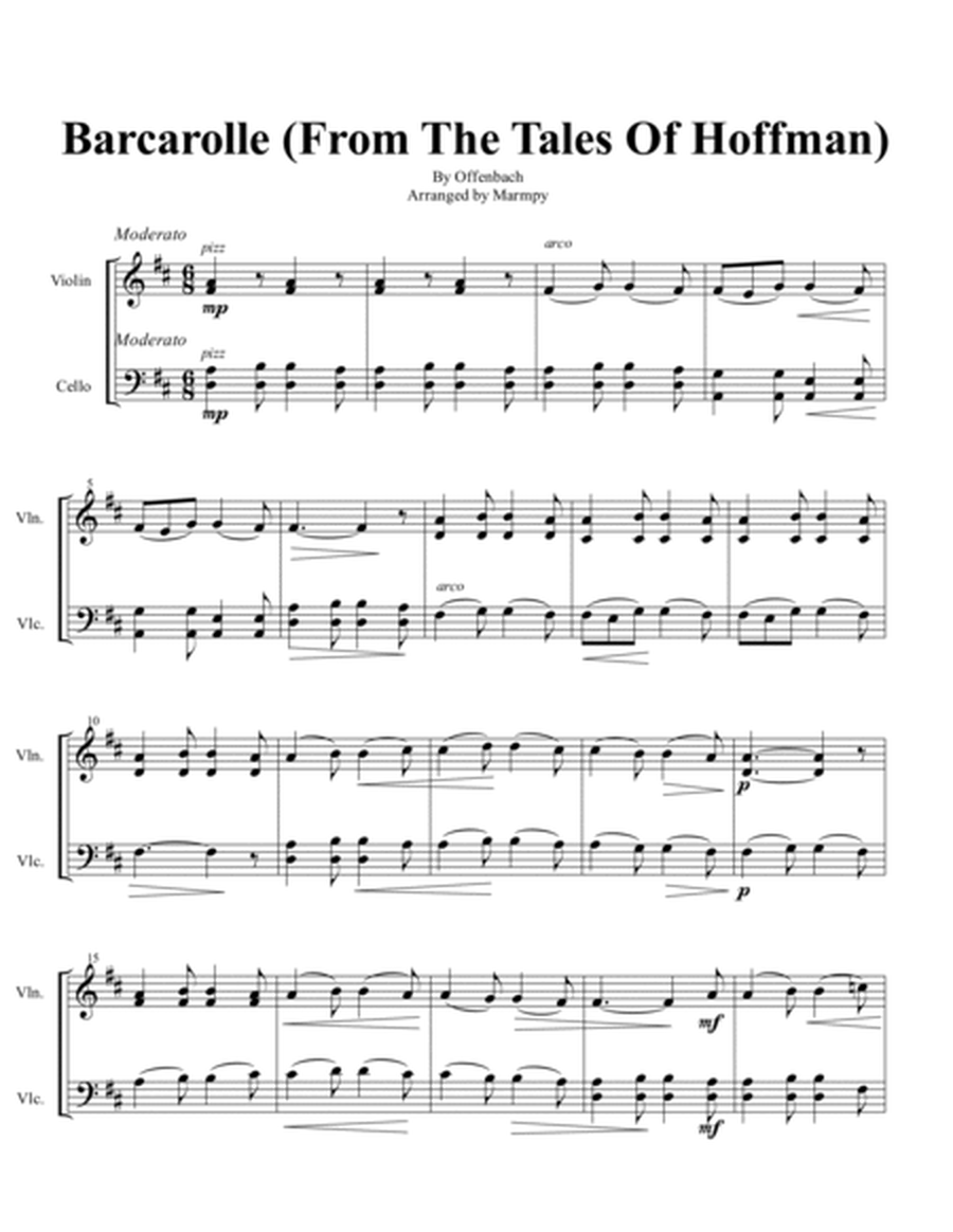 Barcarolle (arranged for String Duet) image number null
