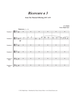 Book cover for Ricercare a 3 for 6-part Trombone Ensemble