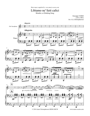 Libiamo ne lieti calici - Brindisi from La Traviata - Alto Saxophone & Piano