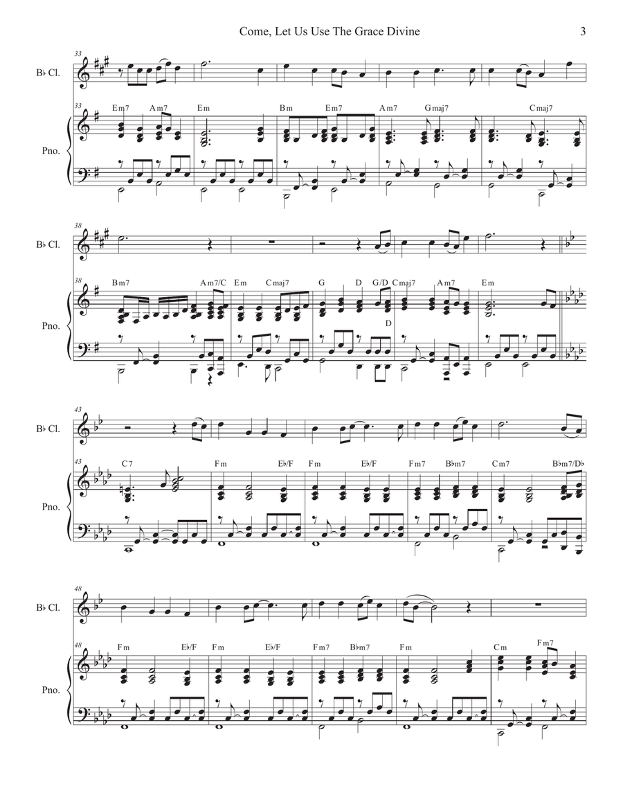 Come, Let Us Use The Grace Divine (Bb-Clarinet solo and Piano) Clarinet Solo scores gallery preview page 4
