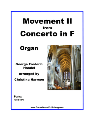 Book cover for Handel Concerto in F Movement II - Organ