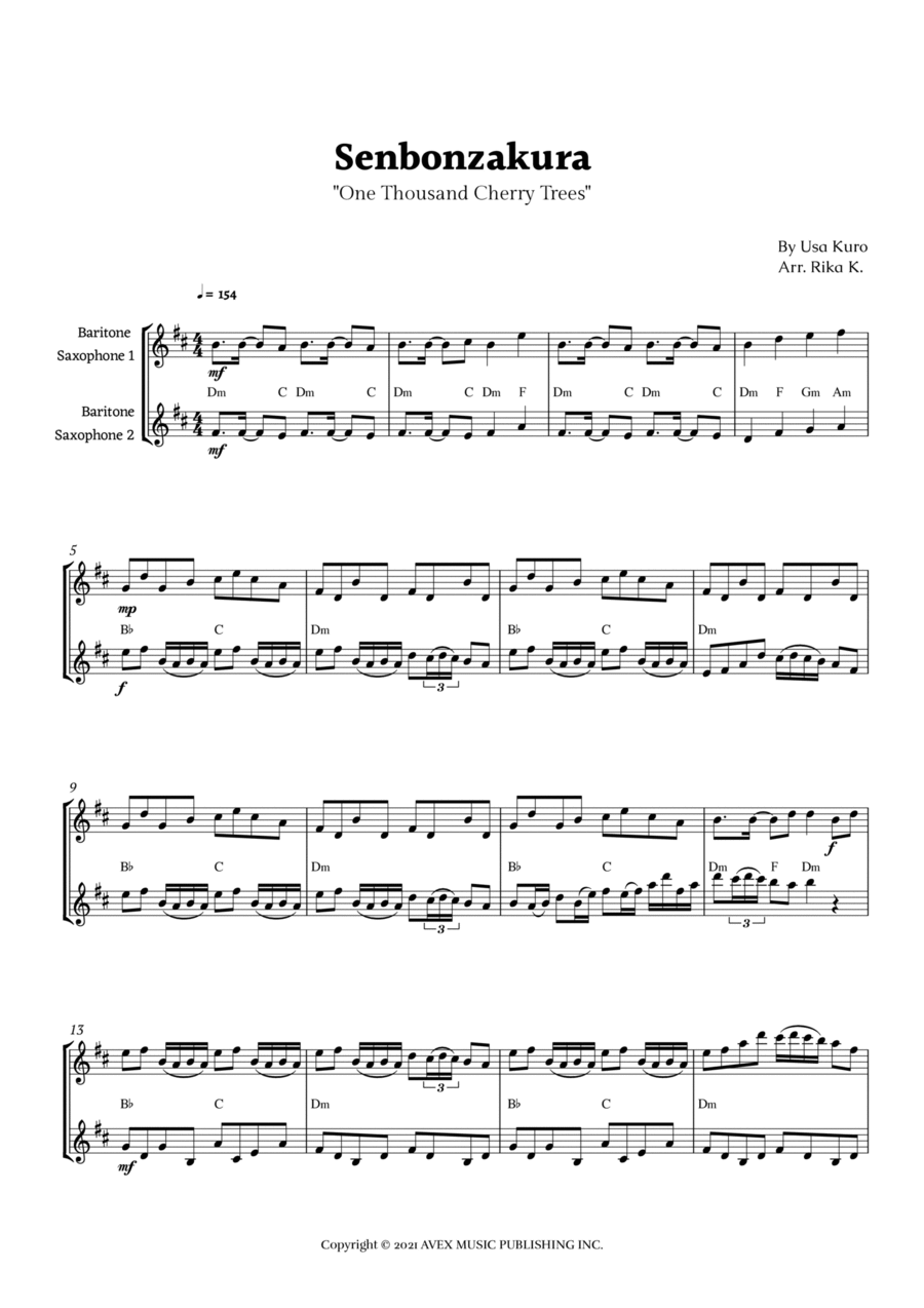 Senbonzakura Woodwind Duet scores gallery preview page 1