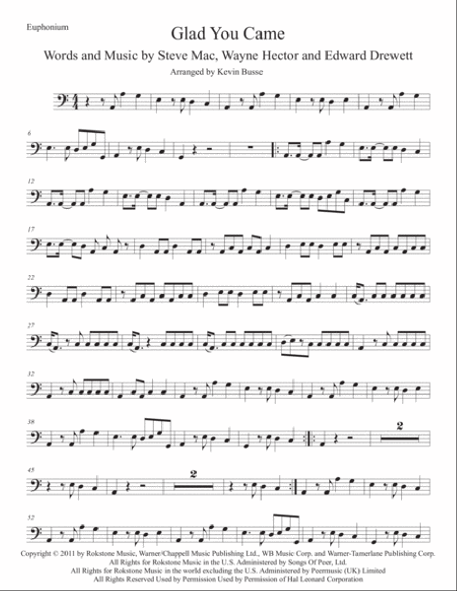 Glad You Came Euphonium scores gallery preview page 1