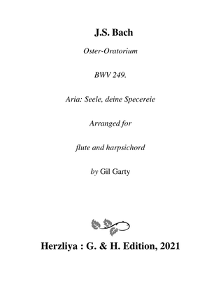 Book cover for Aria: Seele, deine Specereie from Oster-Oratorium BWV 249 (arrangement for flute and harpsichord)