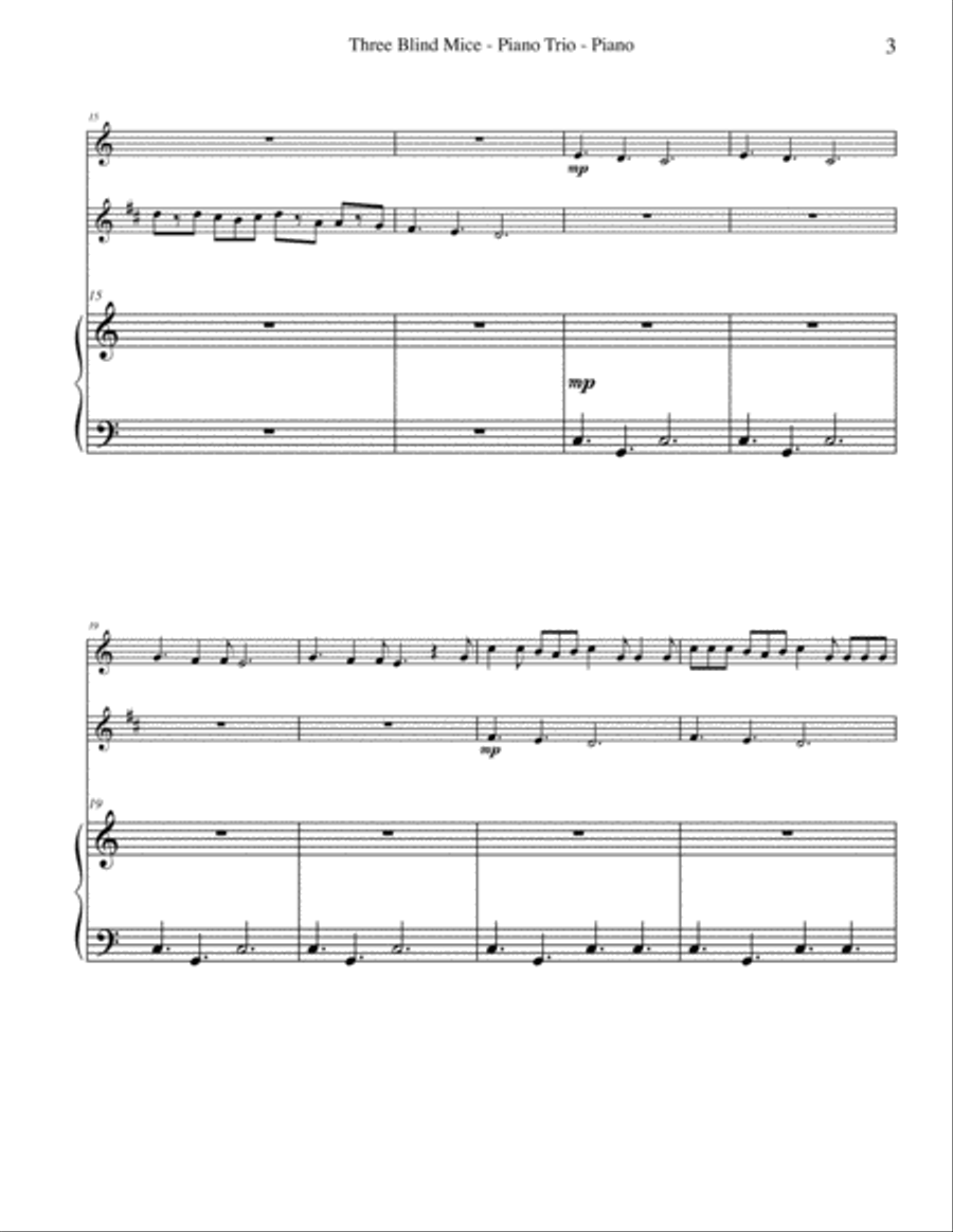Three Blind Mice for Flute, Clarinet & Piano Woodwind Duet scores gallery preview page 3
