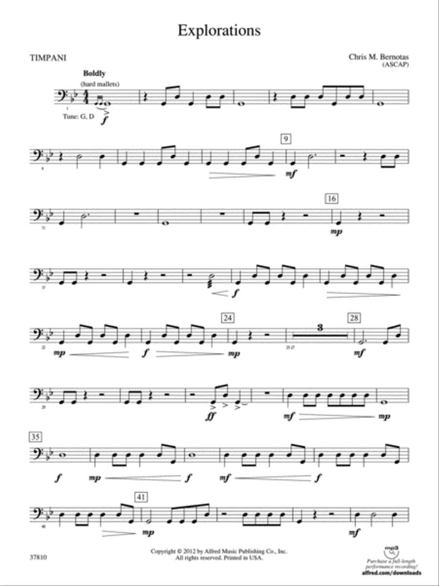 Explorations: Timpani Concert Band scores gallery preview page 1