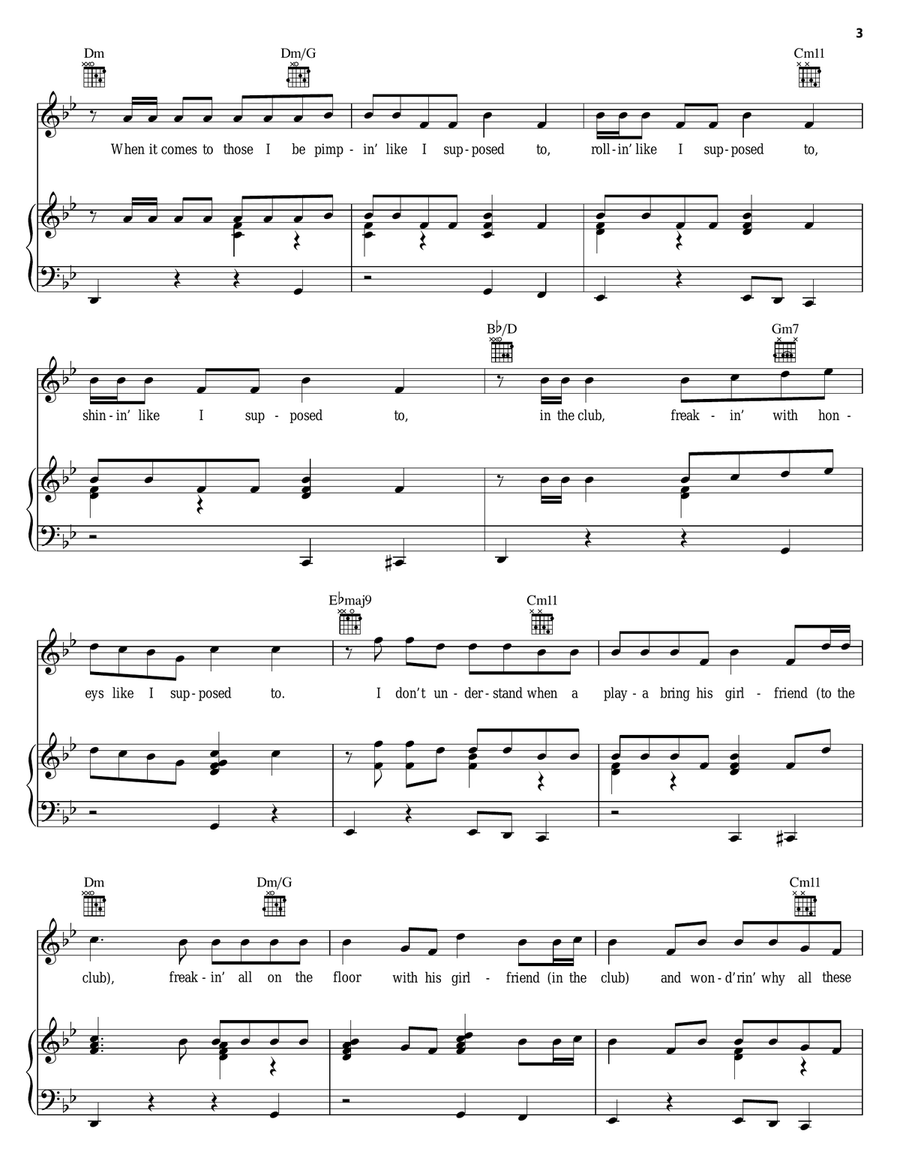 I'm A Flirt Remix Piano, Vocal, Guitar scores gallery preview page 3