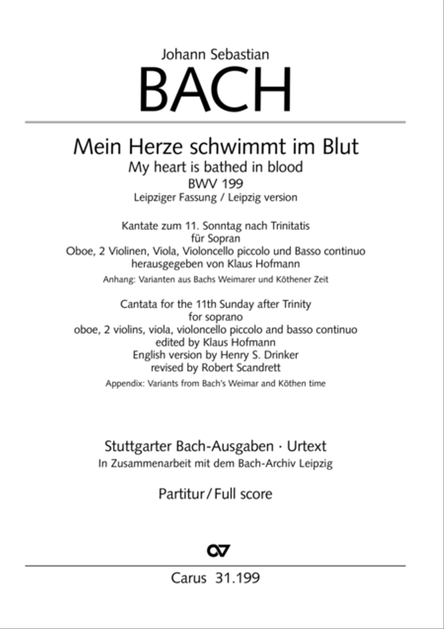 My heart is bathed in blood (Mein Herze schwimmt im Blut) Piccolo scores gallery preview page 2