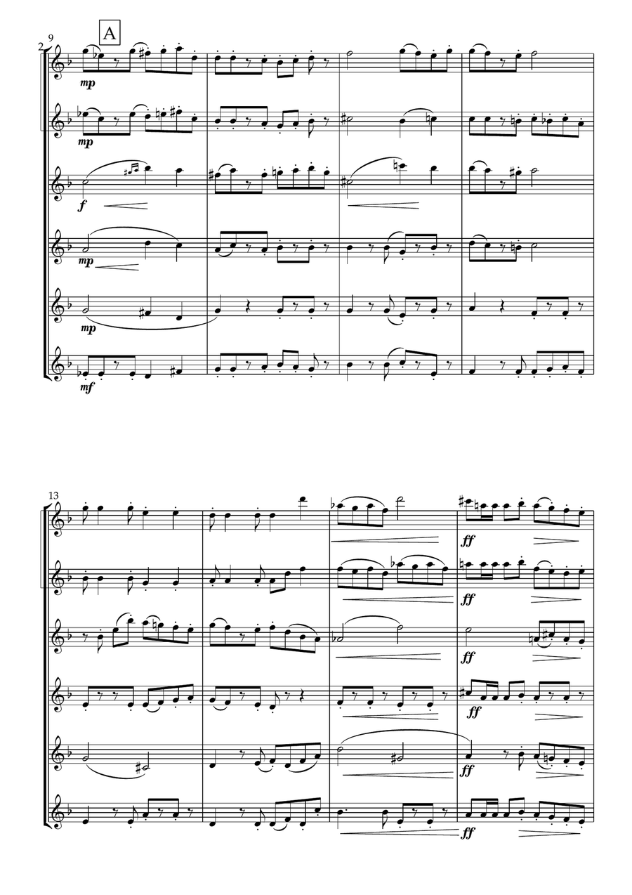 Tango for Flute Choir- (6 C Flutes) Intermediate Flute Choir scores gallery preview page 3