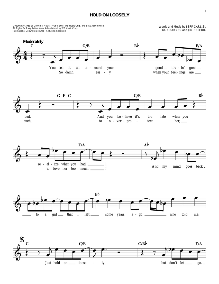 Hold On Loosely Piano scores gallery preview page 1