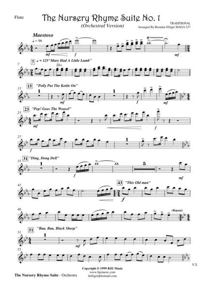 The Nursery Rhyme Suite (No 1) Orchestra Score and Parts PDF image number null