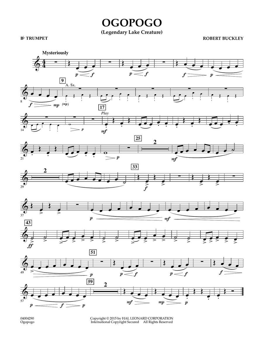 Ogopogo (Legendary Lake Creature) - Bb Trumpet Concert Band scores gallery preview page 1