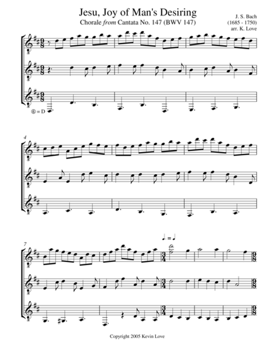 Jesu, Joy of Man's Desiring (Guitar Trio) - Score and Parts image number null