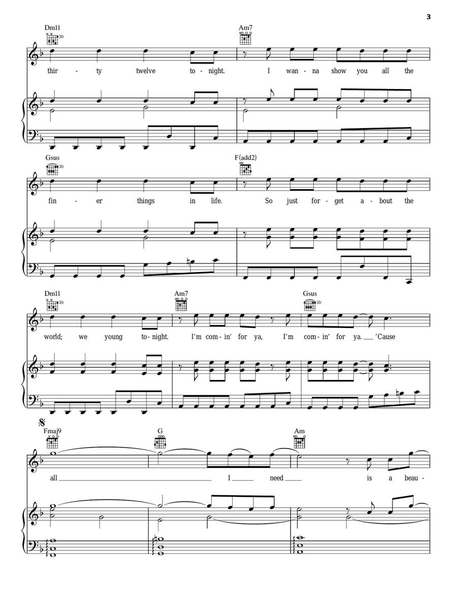 Beauty And A Beat Beauty And A Beat Piano, Vocal, Guitar scores gallery preview page 3