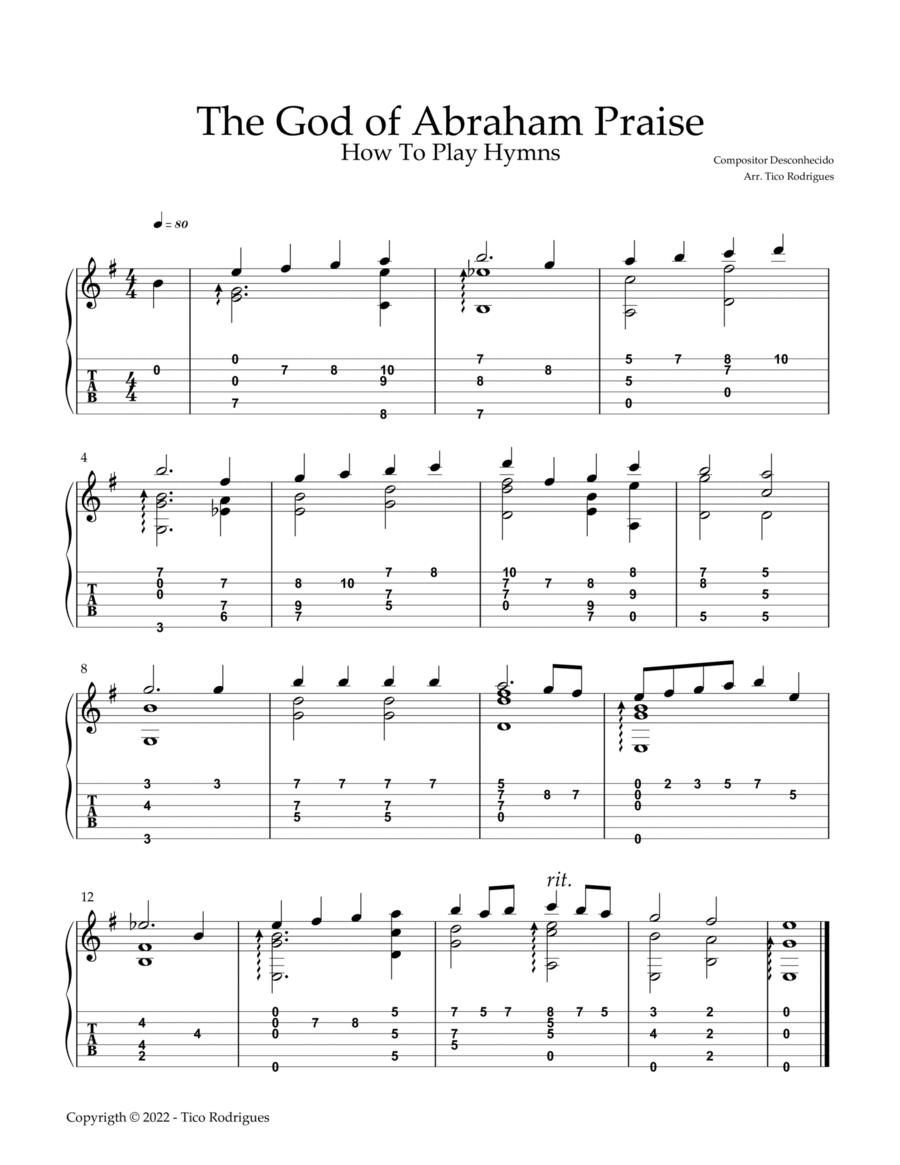 The God of Abraham Praise Acoustic Guitar scores gallery preview page 1