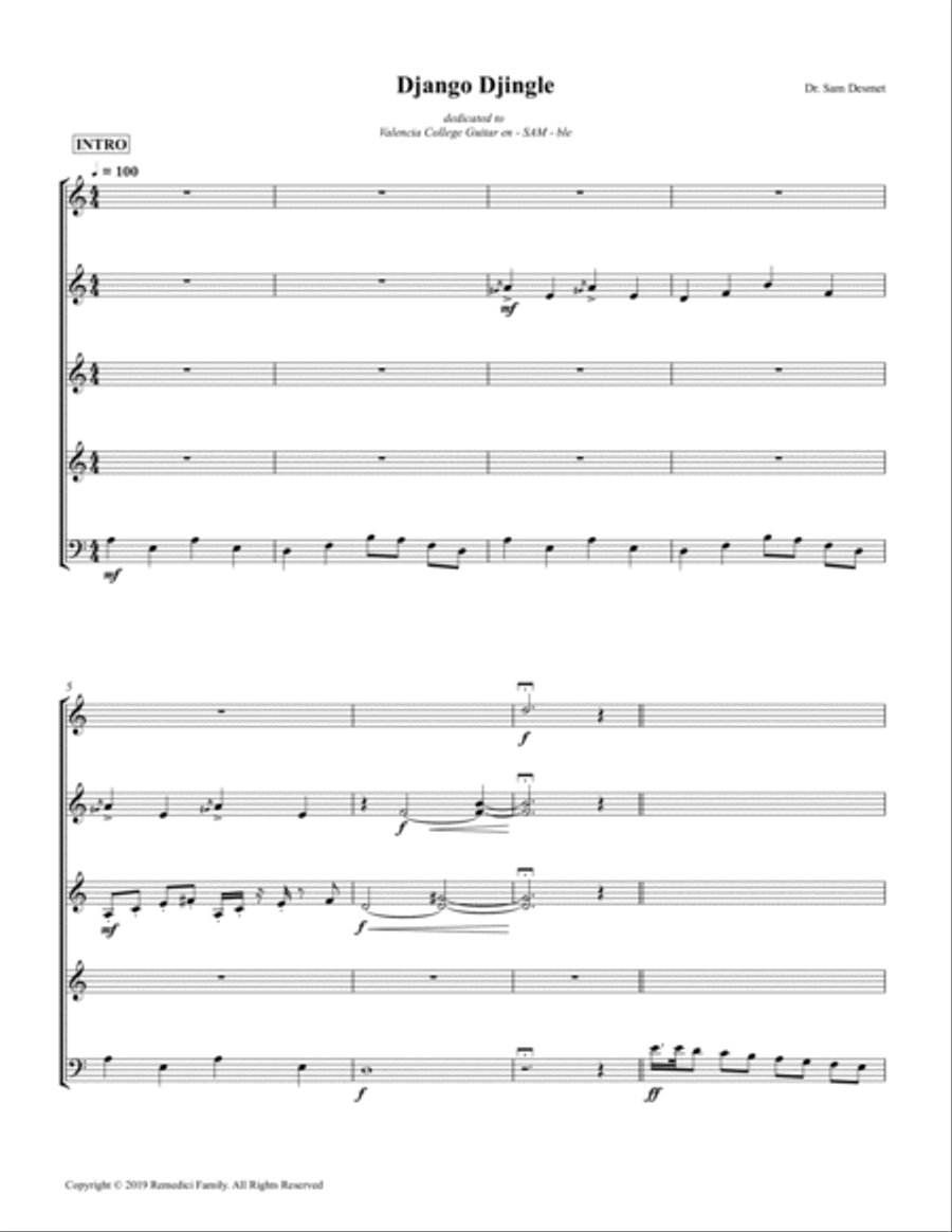 Django Djingle for Guitar Ensemble Guitar Ensemble scores gallery preview page 5
