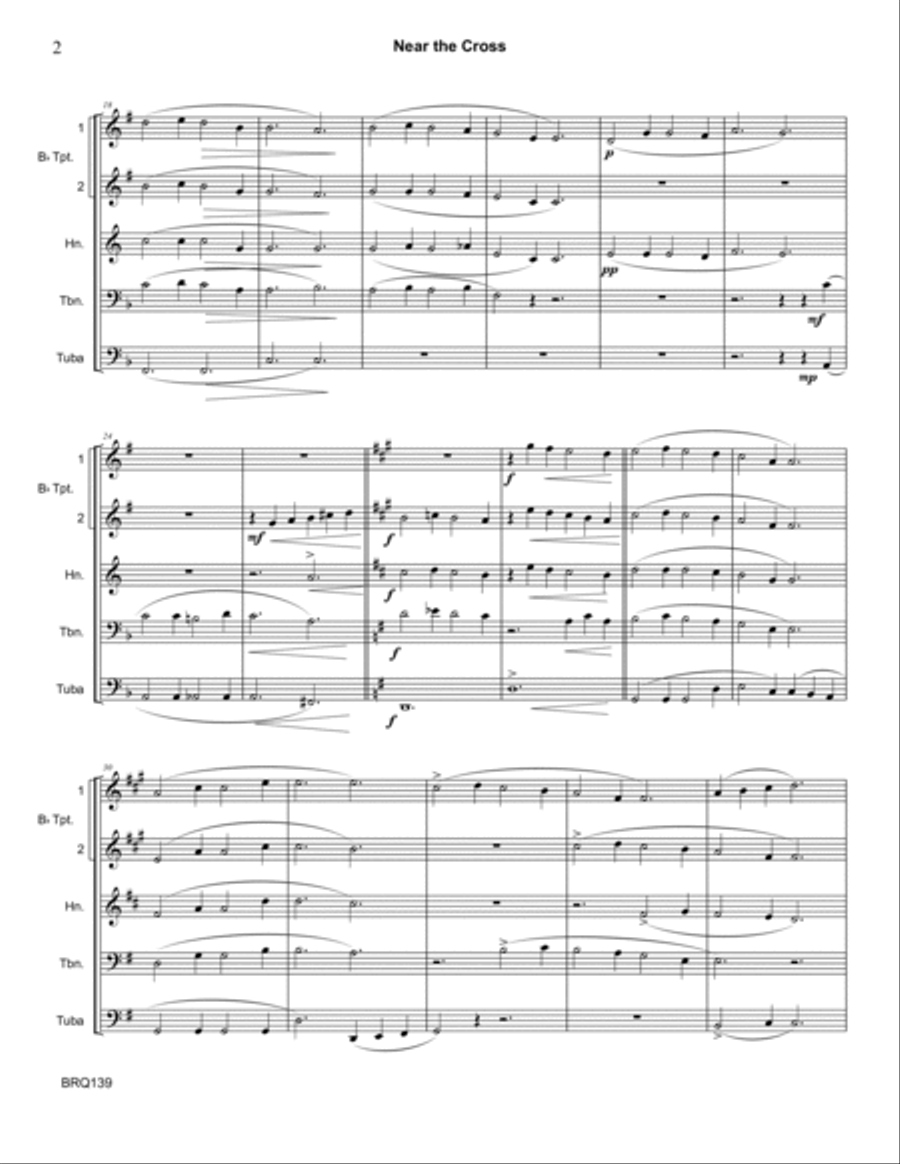 NEAR THE CROSS - BRASS QUINTET (unaccompanied) Brass Quintet scores gallery preview page 2