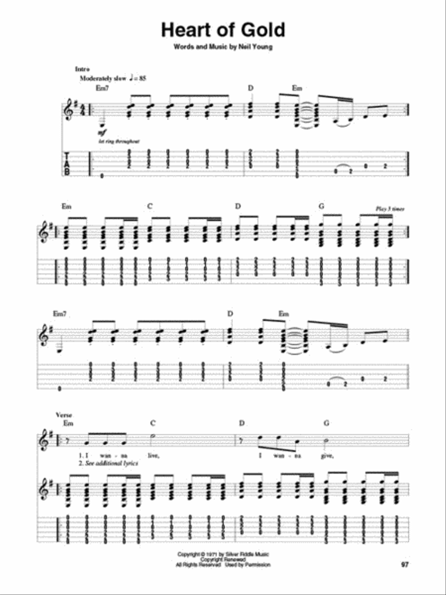 Neil Young Guitar Tablature scores gallery preview page 5