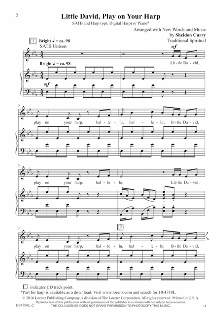 Little David, Play on Your Harp 4-Part scores gallery preview page 2