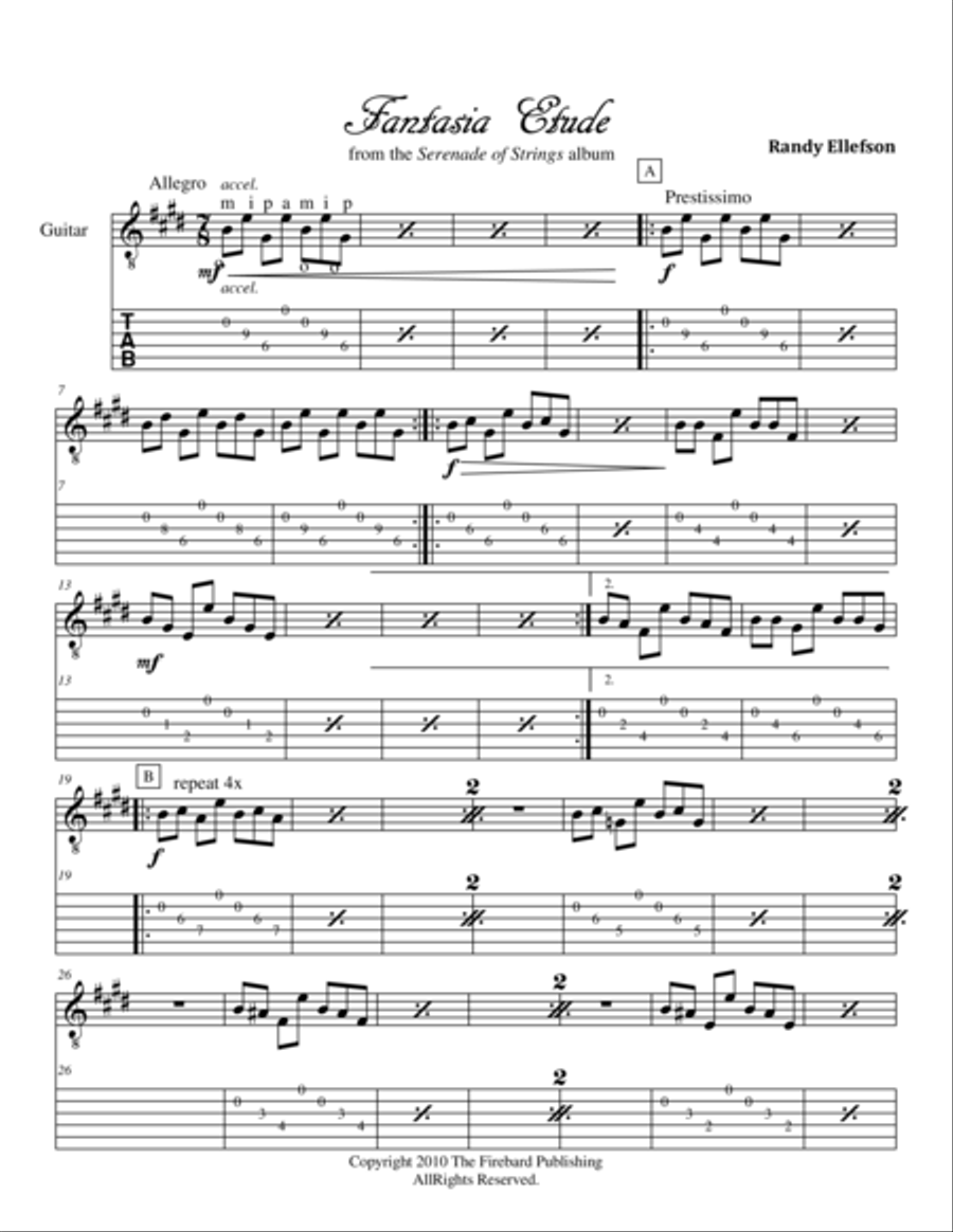 Fantasia Etude Classical Guitar scores gallery preview page 1