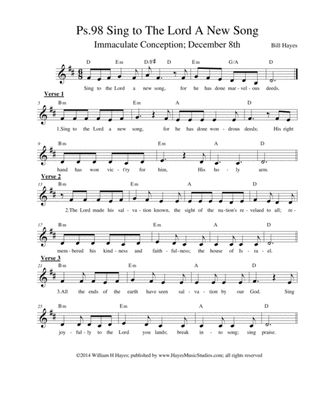 Psalm 98: Sing To The Lord A New Song (leadsheet)