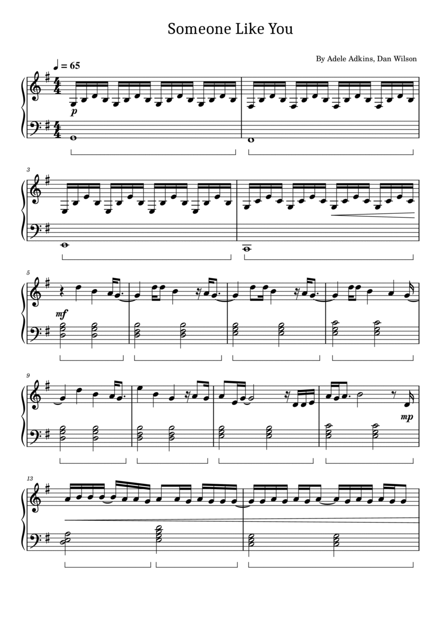 Someone Like You Easy Piano scores gallery preview page 1