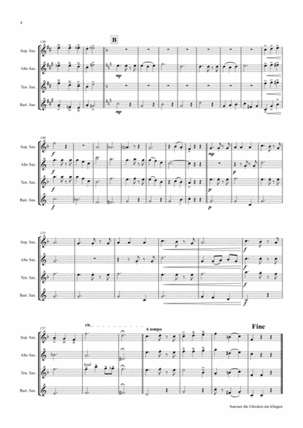Süßer die Glocken nie klingen - German Christmas Song - Saxophone Quartet image number null