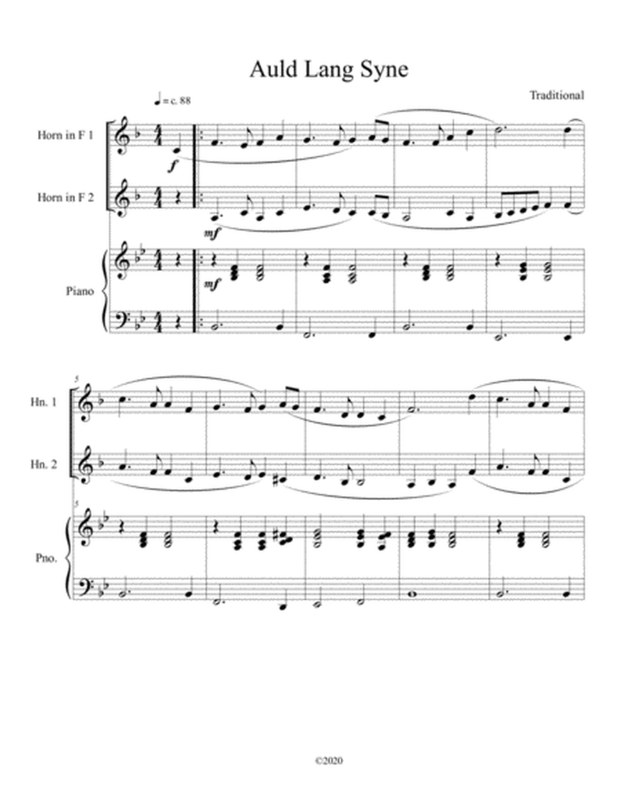 Auld Lang Syne (french horn duet) with optional piano accompaniment image number null