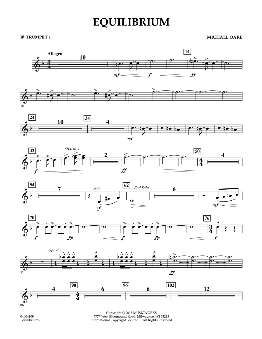 Equilibrium - Bb Trumpet 1 Concert Band scores gallery preview page 1