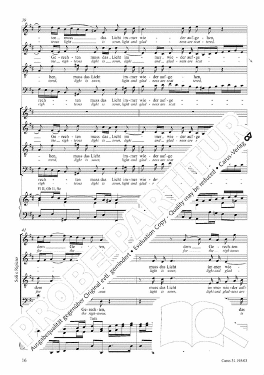For the righteous light is sown (Dem Gerechten muss das Licht) 4-Part scores gallery preview page 17