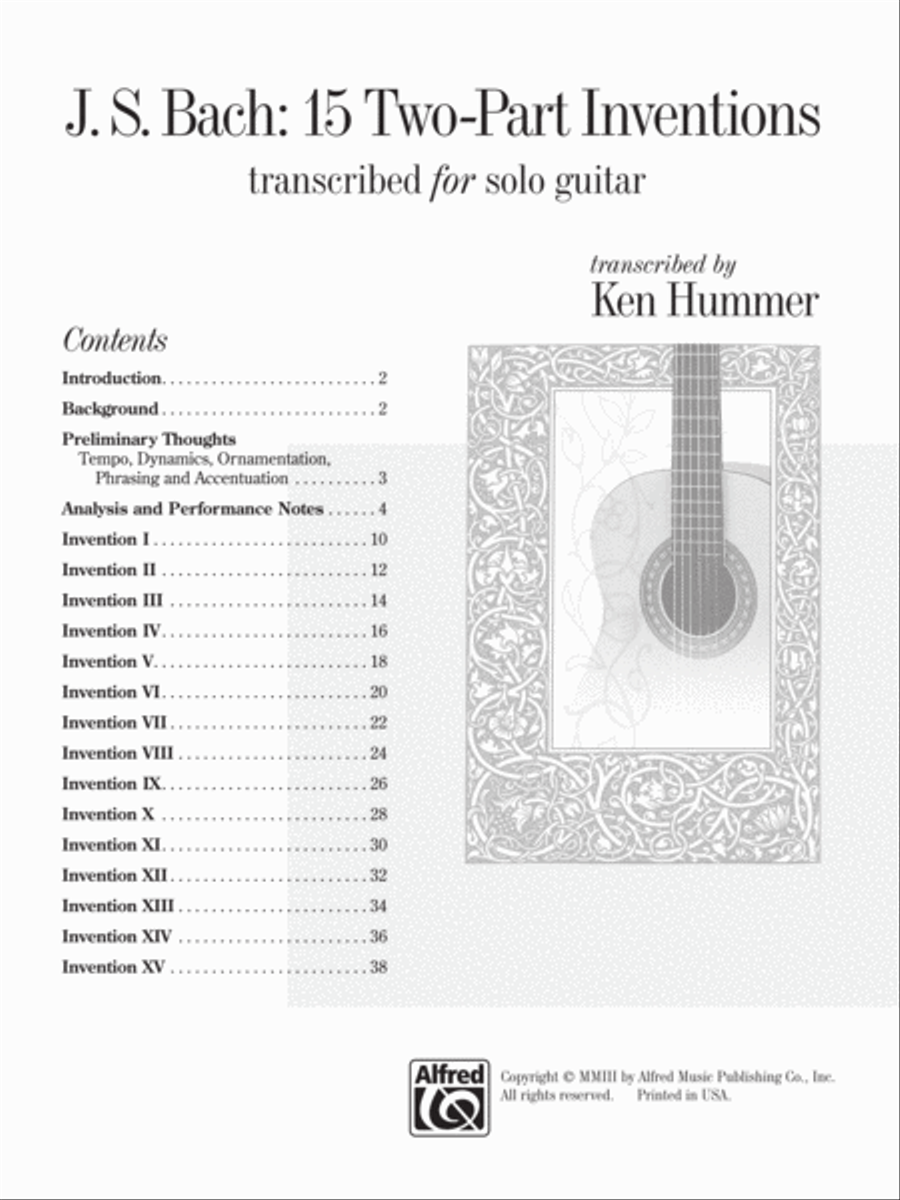 J. S. Bach -- 15 Two-Part Inventions Classical Guitar scores gallery preview page 2