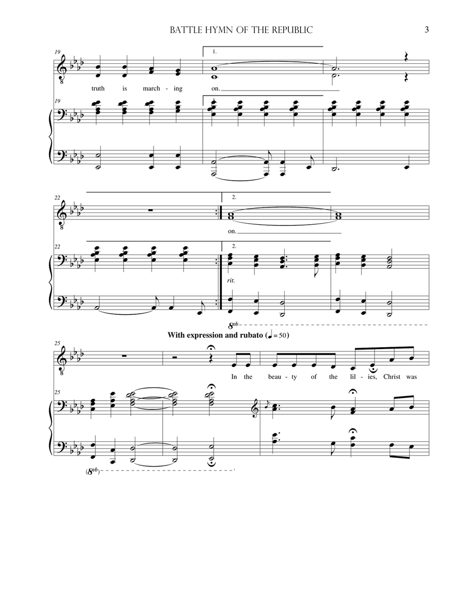 Battle Hymn of the Republic TTBB scores gallery preview page 3