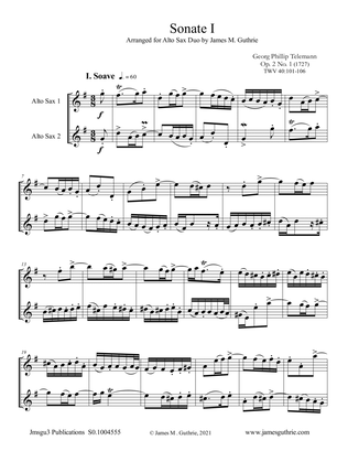 Telemann: Sonata Op. 2 No. 1 for Alto Sax Duo