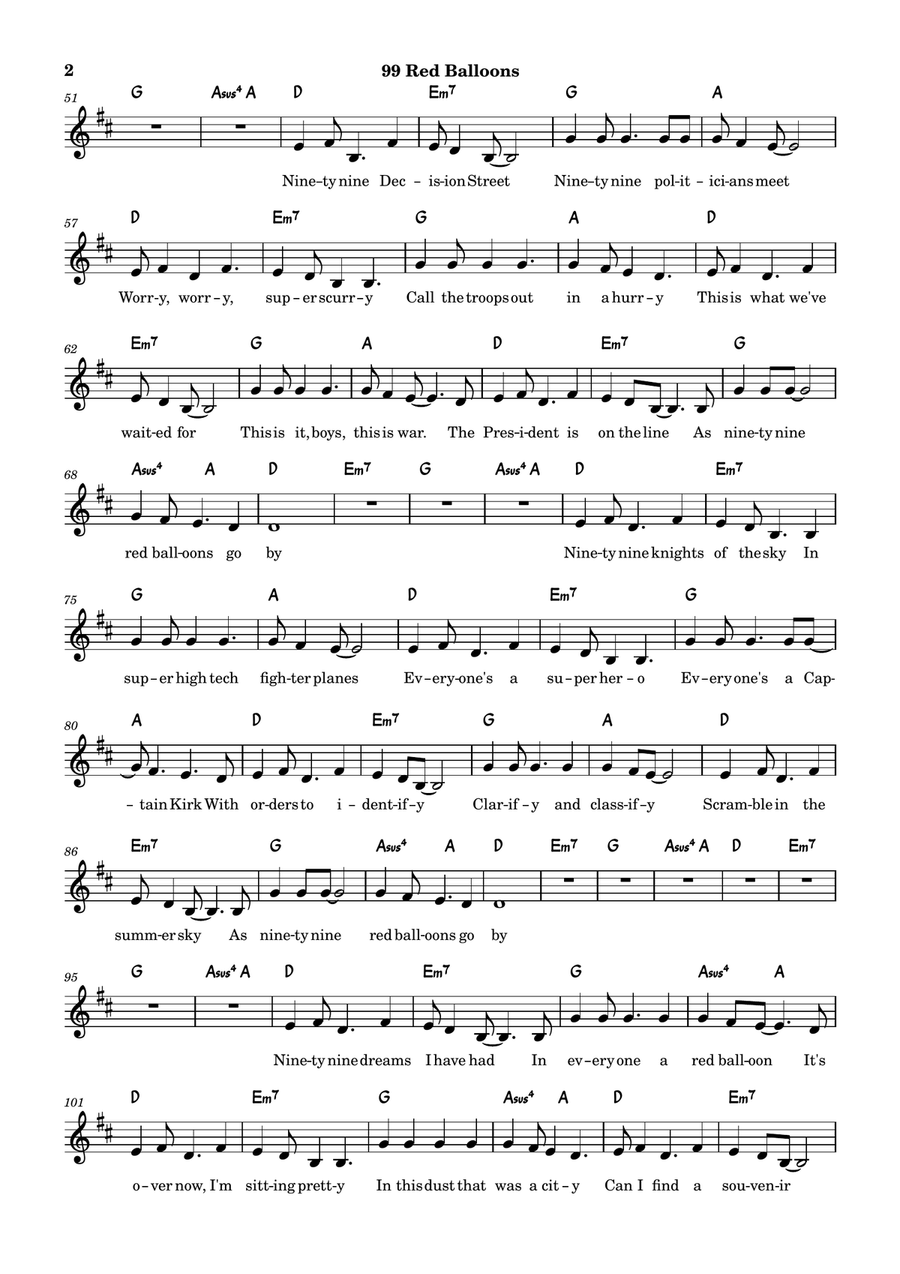 99 Red Balloons (99 Luftballons) Acoustic Guitar scores gallery preview page 2