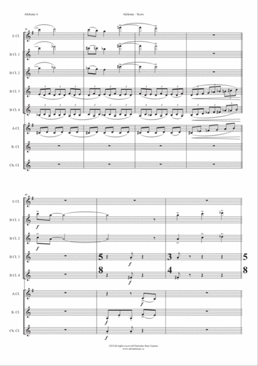Alchemy for Clarinet Ensemble (Clarinet Choir) Clarinet Choir scores gallery preview page 6