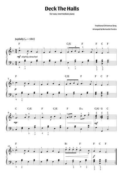 Deck The Halls (easy-intermediate piano) image number null